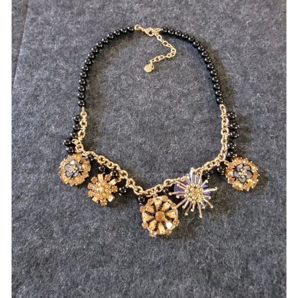 Talbot's Black Gold Floral Pendants Necklace - Picture 3 of 4